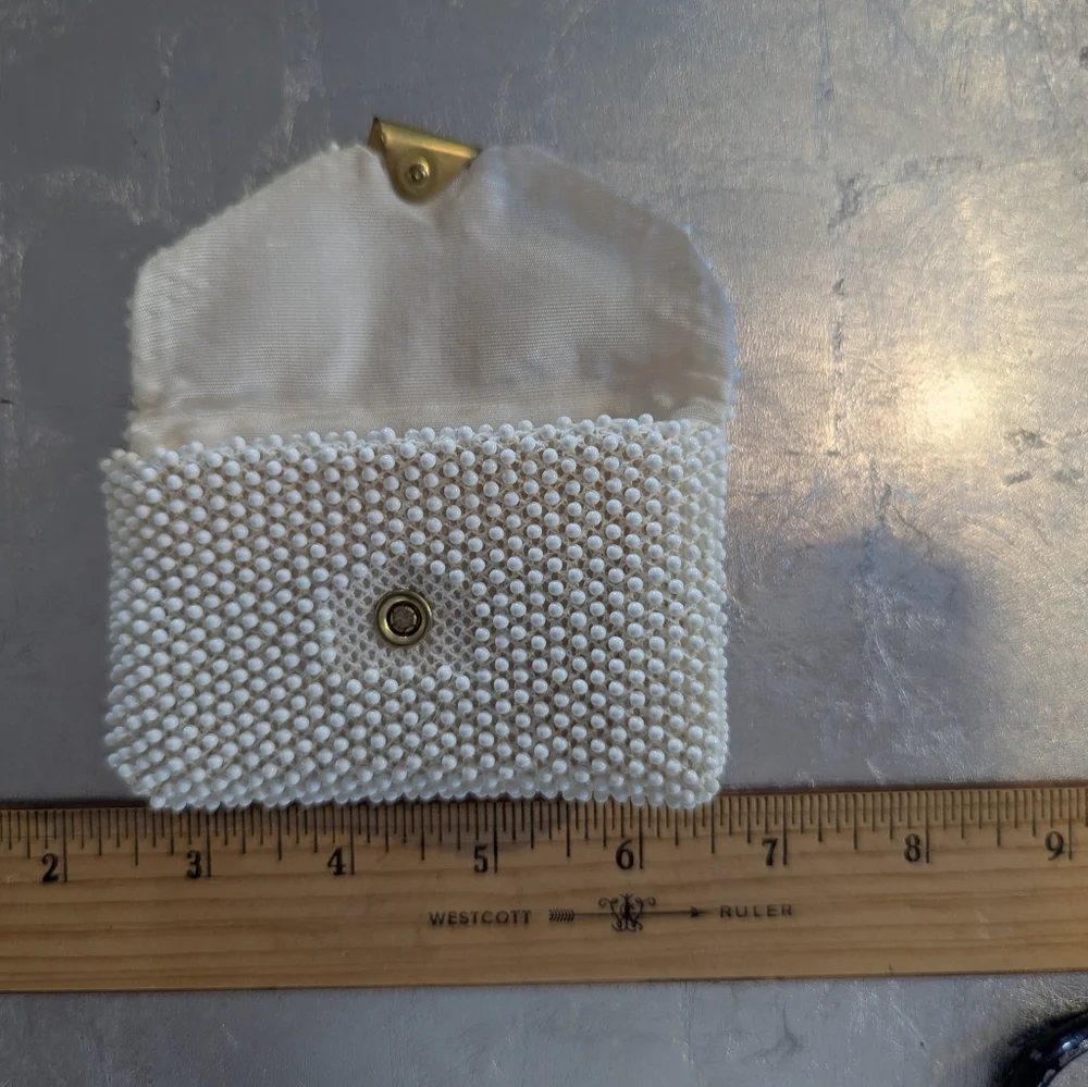 Vintage 3 Cases Cosmetic Purse Floral Pearl Clutch Bags 1940